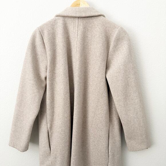 ZARA | Tan Beige Overcoat Open-Front Long Line Jacket Coat Trench Length | Large - Picture 8 of 10